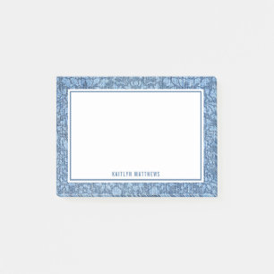 Rustic Denim Damask Jeans Textname Post-it Klebezettel