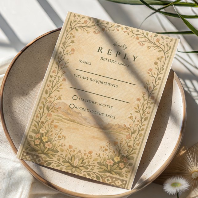 Rustic Desert Botanical Celebration RSVP Karte (Von Creator hochgeladen)