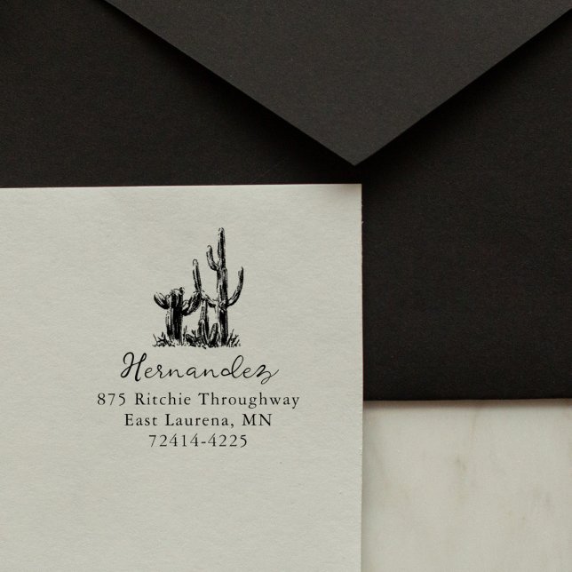 Rustic Desert Cacti Script Return Address Gummistempel (Von Creator hochgeladen)
