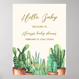 Rustic Desert Cactus Garden Baby Dusche Willkommen Poster
