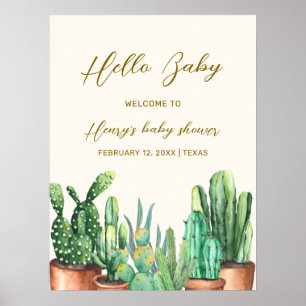 Rustic Desert Cactus Garden Baby Dusche Willkommen Poster
