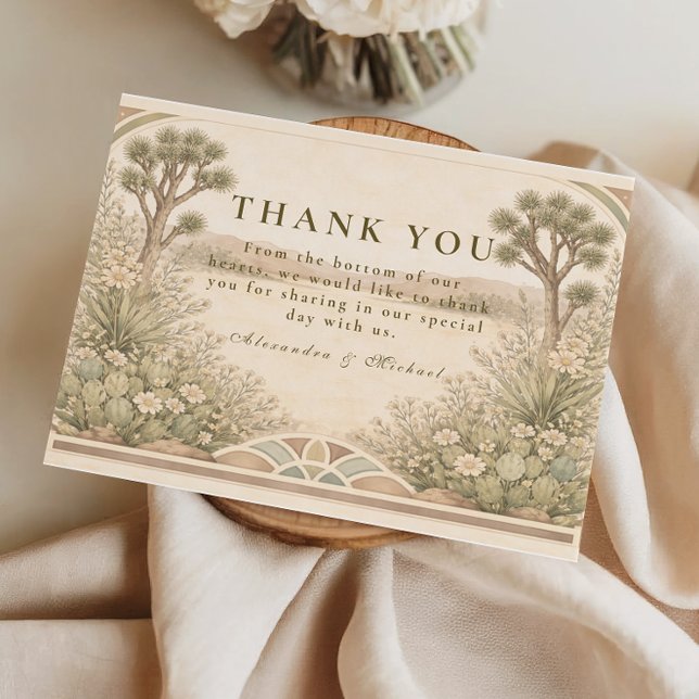 Rustic Desert Meadow Wedding Dankeskarte (Von Creator hochgeladen)
