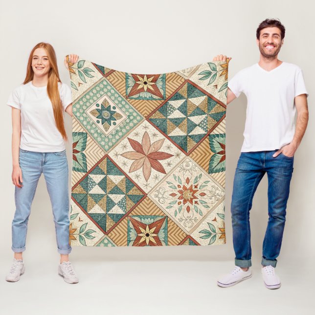 Rustic Diamond Patchwork Pattern - Geometric Fleecedecke (Beispiel)