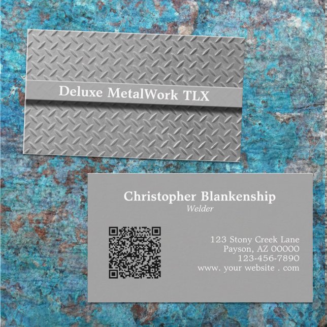 Rustic Diamond Plate Tradesman QR-Code-Vorlage Visitenkarte (Von Creator hochgeladen)