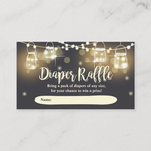 Rustic Diaper Raffle Card leuchtet Gläser Elegant Begleitkarte (Vorderseite)