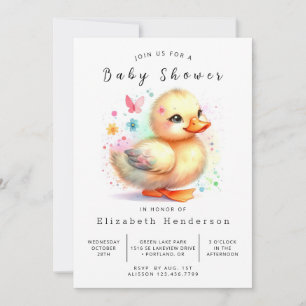 Rustic Digital Duck Baby Duck Einladung