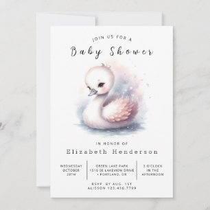 Rustic Digital Swan Baby Dusche Einladung