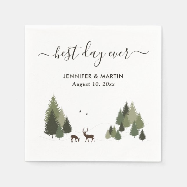 Rustic Doe and Buck Forest Wedding Paper Napkins Serviette (Vorderseite)