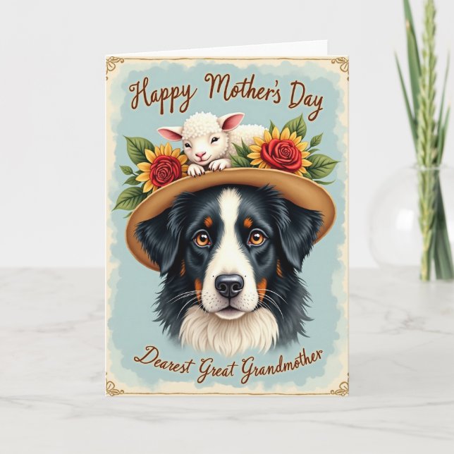 Rustic Dog Floral Mothers Day Card Karte (Vorderseite)