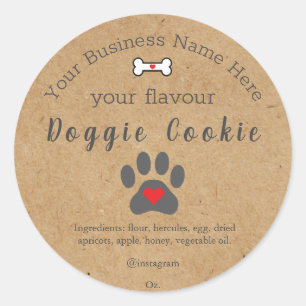 Rustic Dog Paw Custom Doggie Cookie Runder Aufkleber