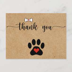 Rustic Dog Paw Custom Vielen Dank Postkarte