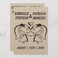 Rustic Doodle Lesbian Hochzeit Einladung