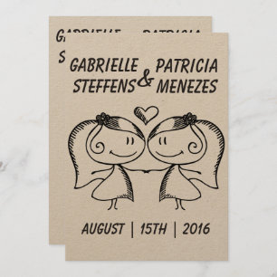 Rustic Doodle Lesbian Hochzeit Einladung