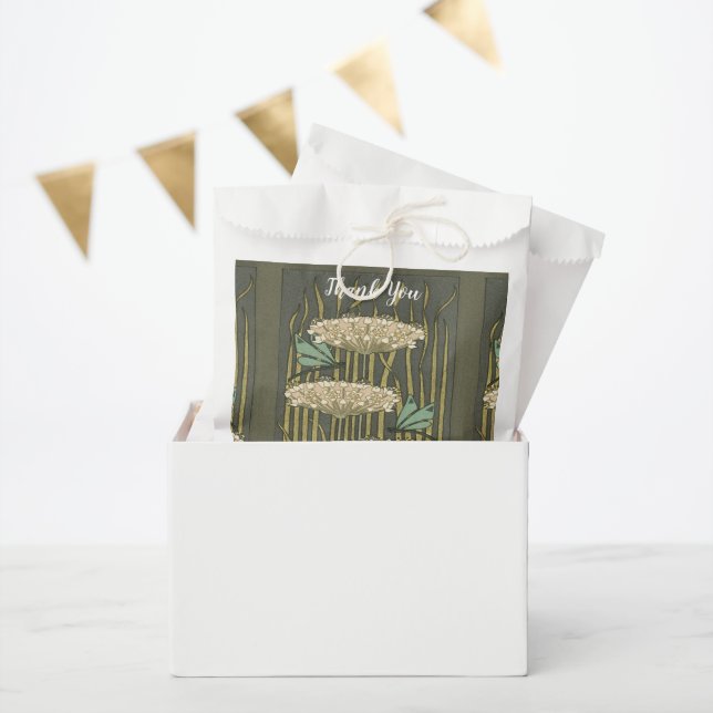 Rustic Dragonfly Lilypad Art Deco Danke Geschenktütchen (Party)