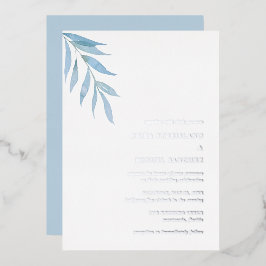 Rustic Dusty Blue Botanical Elegante Wedding Folieneinladung