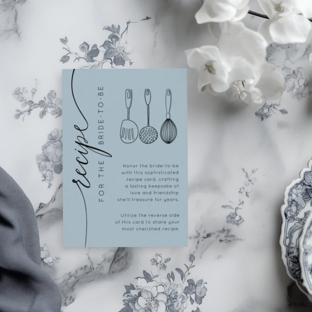 Rustic Dusty Blue Bridal Shower Recipe Begleitkarte (Von Creator hochgeladen)
