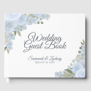 Rustic Dusty Blue Floral Boho Elegante Wedding Gästebuch