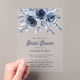 Rustic Dusty Blue Floral Bridal Shower Acryleinladungen