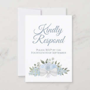Rustic Dusty Blue Floral Kindly Respektierung Hoch RSVP Karte