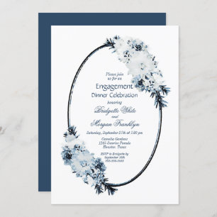 Rustic Dusty Blue Floral Verlobung Dinner Party Einladung