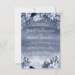 Rustic Dusty Blue Floral Wedding Einladung