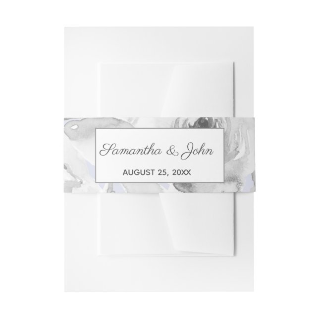 Rustic Dusty Blue Floral Wedding Einladungsbanderole (Vorderseite Beispiel)