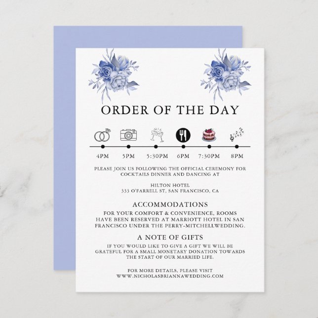 rustic dusty blue roses and other flowers begleitkarte (Vorne/Hinten)