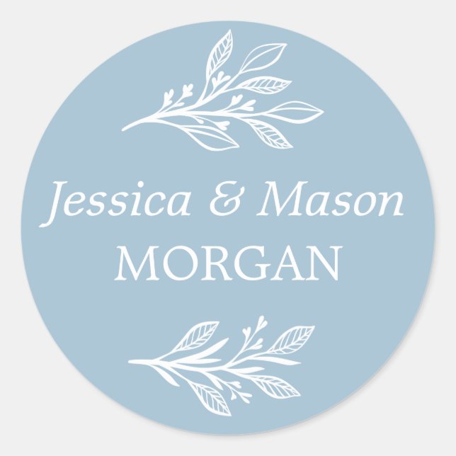 Rustic Dusty Blue Umschlag Aufklebers - Bevorzugen Runder Aufkleber (Vorderseite)