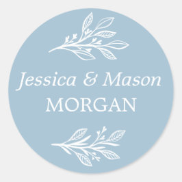 Rustic Dusty Blue Umschlag Aufklebers - Bevorzugen Runder Aufkleber