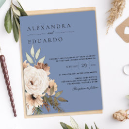 Rustic Dusty Blue und Boho Wildblumen Wedding Postkarte