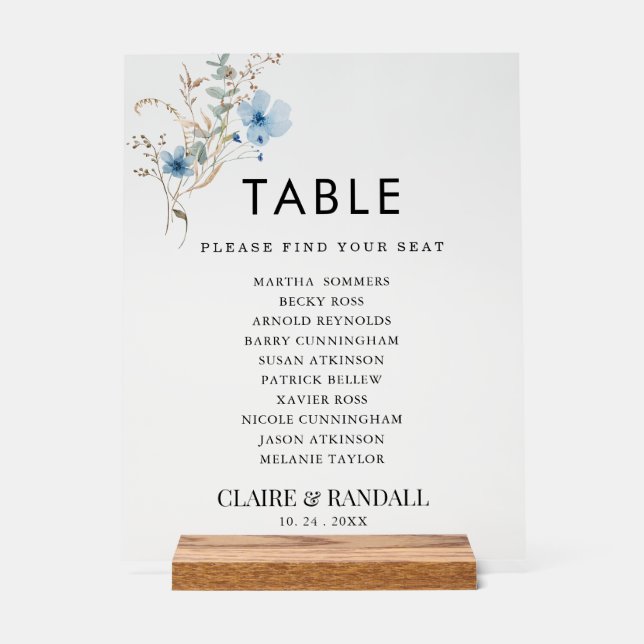 rustic dusty Blue watercolor flower bouquet Acrylschild (Vorderseite)