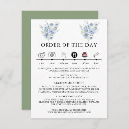 rustic dusty blue watercolor flowers & leaves begleitkarte