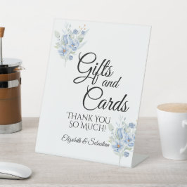 rustic dusty blue watercolor flowers & leaves sockelschild