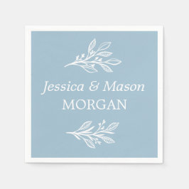 Rustic Dusty Blue Wedding Cocktail Napkin Serviette