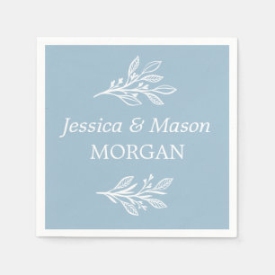 Rustic Dusty Blue Wedding Cocktail Napkin Serviette