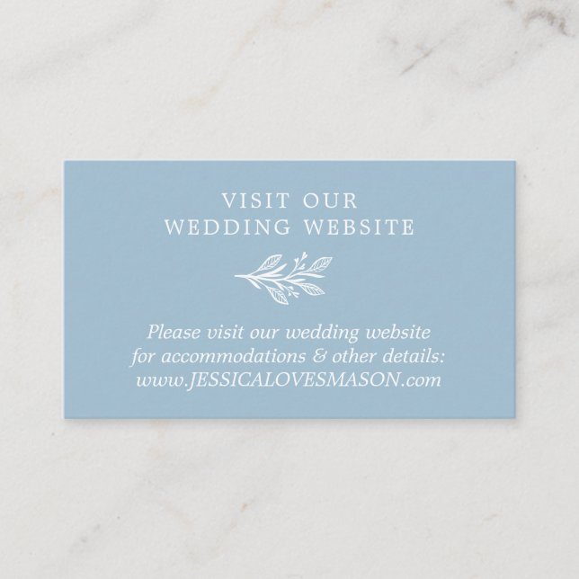 Rustic Dusty Blue Wedding Website Beipackkarte Begleitkarte (Vorderseite)