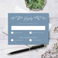 Rustic Dusty Blue Wildblume Wedding RSVP Card