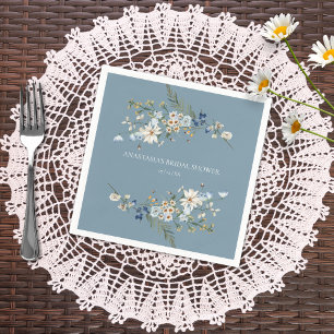 Rustic Dusty Blue Wildblumen & Daisies Dusche Serviette