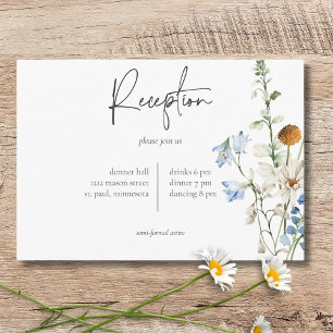Rustic Dusty Blue Wildblumen & Daisies Empfang Begleitkarte