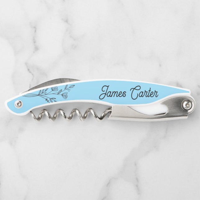 Rustic Dusty Blue Wine Flasche Opener Kellnermesser (Rückseite)