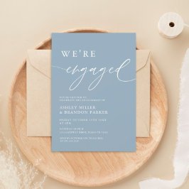 Rustic Dusty Blue Wir sind Verlobte Engagement Par Einladung