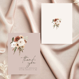 Rustic Dusty Pink Green Floral Wedding Vielen Dank Dankeskarte