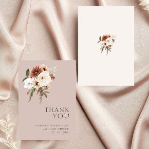 Rustic Dusty Pink Green Floral Wedding Vielen Dank Dankeskarte