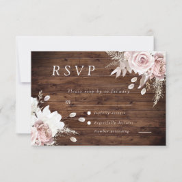 Rustic Dusty Rose Blush Floral Wedding All Event RSVP Karte