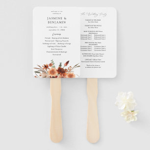 Rustic Earth & Champagne Florals Hochzeitsprogramm Fächer
