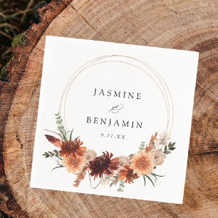 Rustic Earth & Champagne Florals Name Serviette