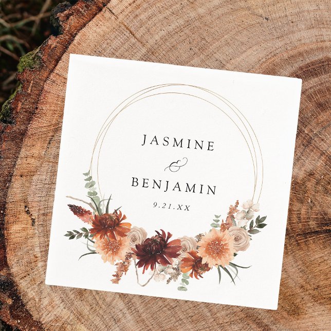 Rustic Earth & Champagne Florals Name Serviette (Von Creator hochgeladen)