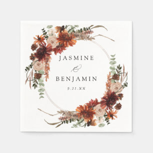 Rustic Earth & Champagne Florals Name v3 Serviette