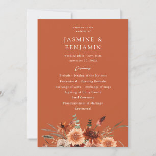 Rustic Earth & Champagne Florals Wedding Program T Einladung