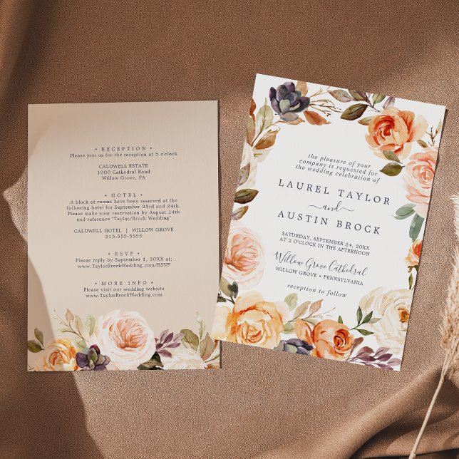 Rustic Earth Florals alle auf einer Hochzeit Einladung (Von Creator hochgeladen)